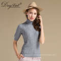 Europa Style High Neck Casual Tricotado Pullover Lã Cor Pure Sweater Design para Mulheres Outono 2017